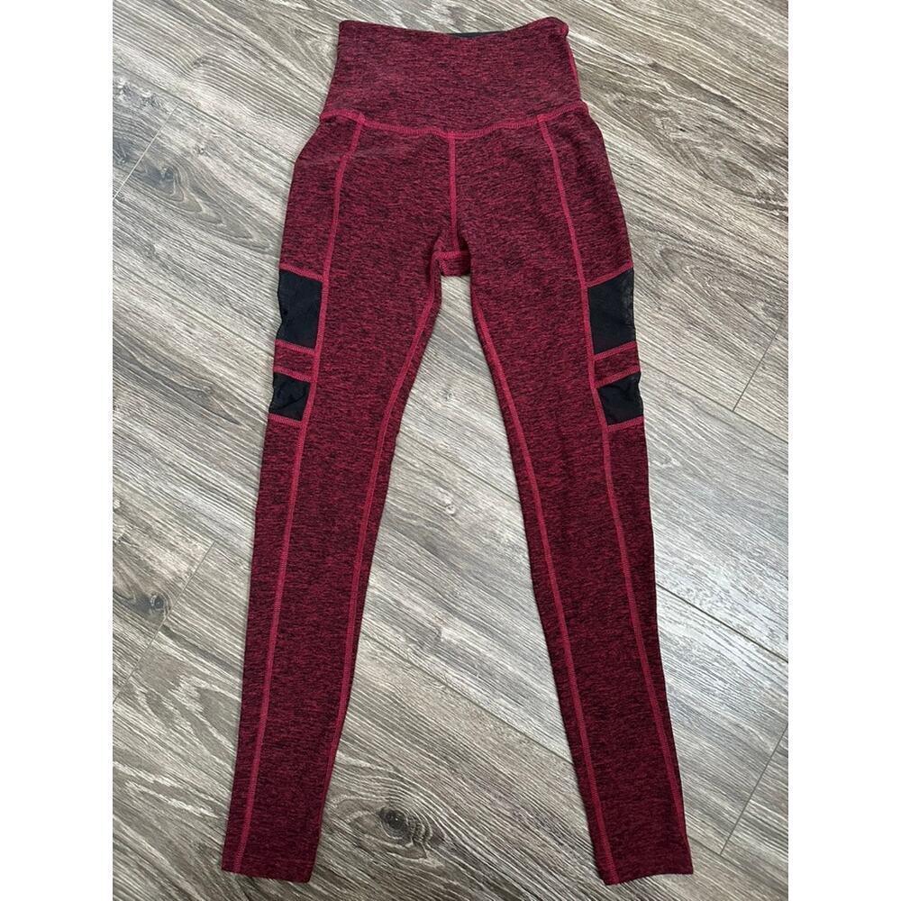 Beyond Yoga Red Space Dye Iconic Silhouette Mesh Details Leggings Size XS